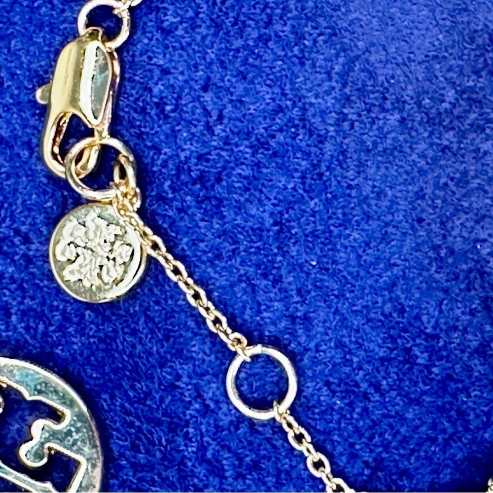 Tory Burch Kira Pavé Pearl Delicate Chain Bracelet Gold Plated Adjustable - Picture 6 of 7
